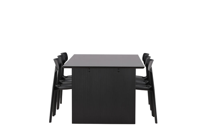 Venture Home Vail Dining Table - Black / Smoked Black MDF +Ursholmen Dining Chair - Black Polypropylene _6