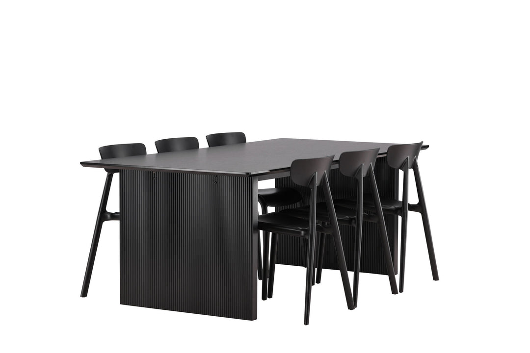 Venture Home Vail Dining Table - Black / Smoked Black MDF +Ursholmen Dining Chair - Black Polypropylene _6