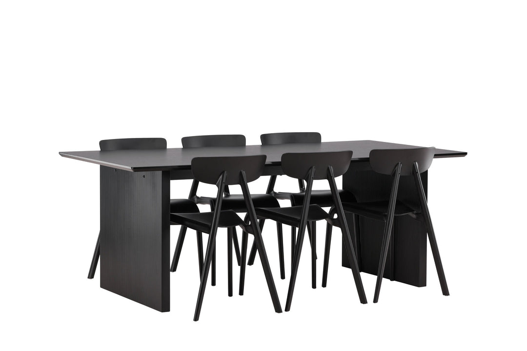 Venture Home Vail Dining Table - Black / Smoked Black MDF +Ursholmen Dining Chair - Black Polypropylene _6