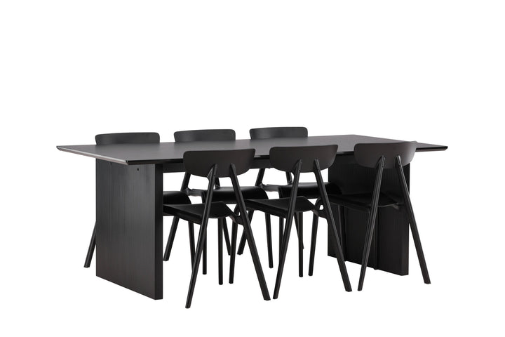 Venture Home Vail Dining Table - Black / Smoked Black MDF +Ursholmen Dining Chair - Black Polypropylene _6