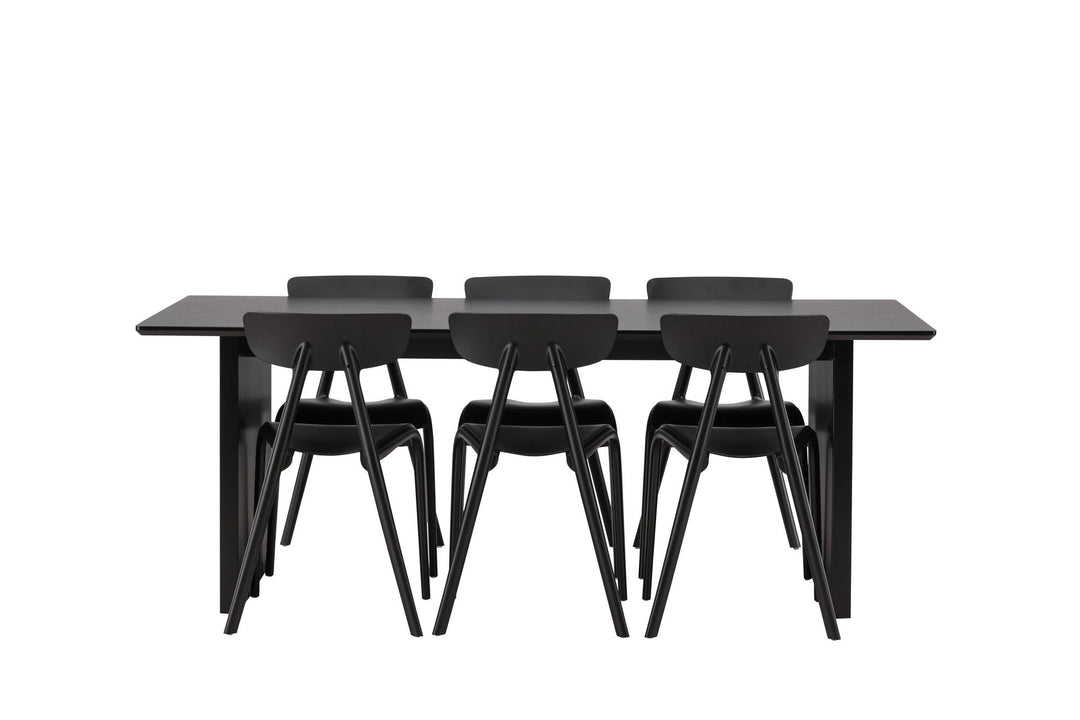 Venture Home Vail Dining Table - Black / Smoked Black MDF +Ursholmen Dining Chair - Black Polypropylene _6