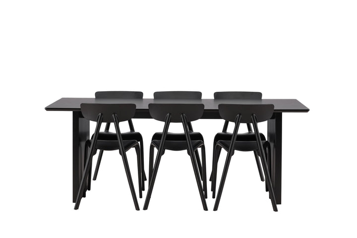 Venture Home Vail Dining Table - Black / Smoked Black MDF +Ursholmen Dining Chair - Black Polypropylene _6