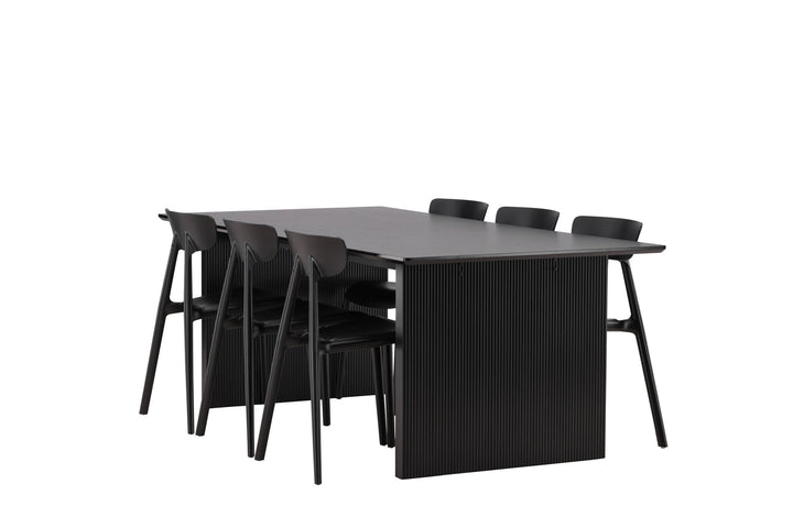 Venture Home Vail Dining Table - Black / Smoked Black MDF +Ursholmen Dining Chair - Black Polypropylene _6