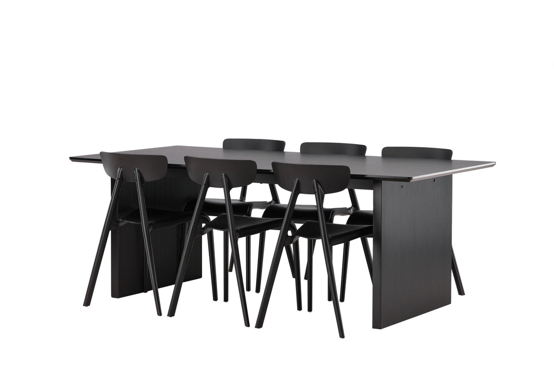 Venture Home Vail Dining Table - Black / Smoked Black MDF +Ursholmen Dining Chair - Black Polypropylene _6