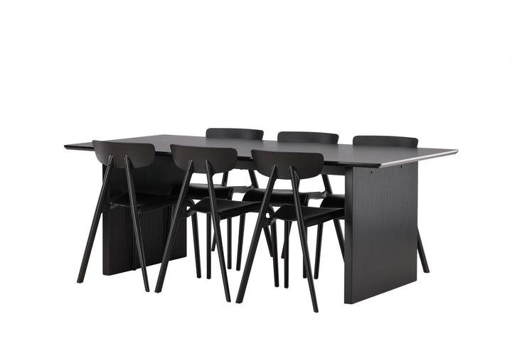 Venture Home Vail Dining Table - Black / Smoked Black MDF +Ursholmen Dining Chair - Black Polypropylene _6