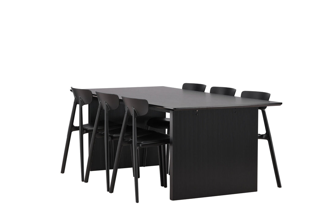 Venture Home Vail Dining Table - Black / Smoked Black MDF +Ursholmen Dining Chair - Black Polypropylene _6