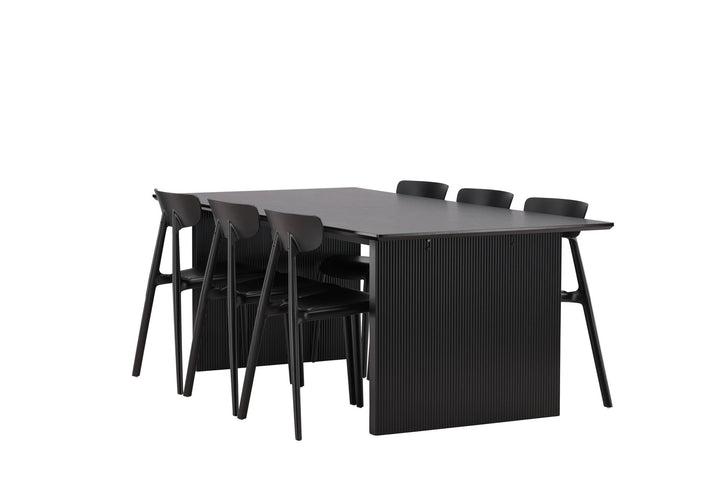 Venture Home Vail Dining Table - Black / Smoked Black MDF +Ursholmen Dining Chair - Black Polypropylene _6