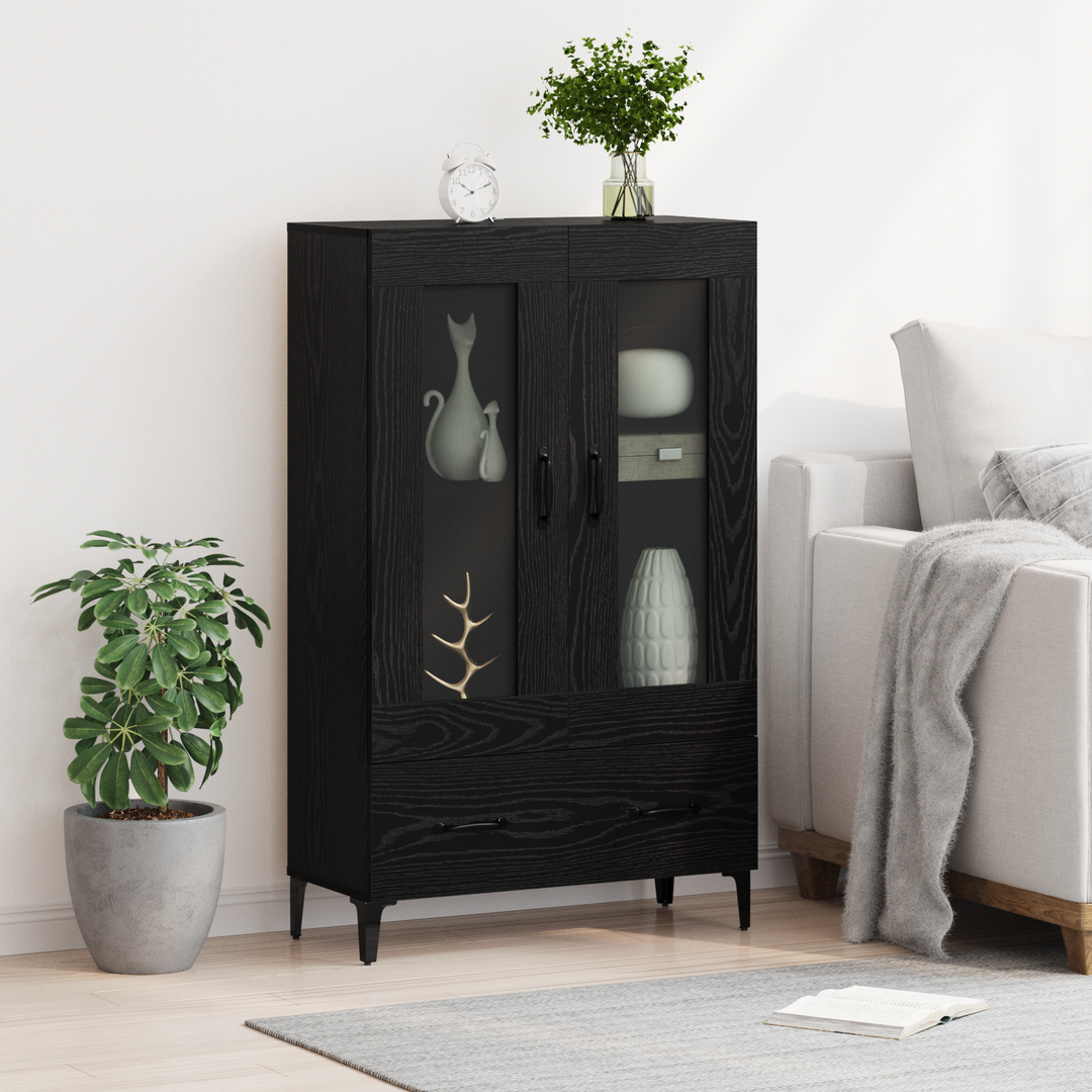 Highboard Sort eg 70 x 31 x 115 cm Ingeniørt træ og jern