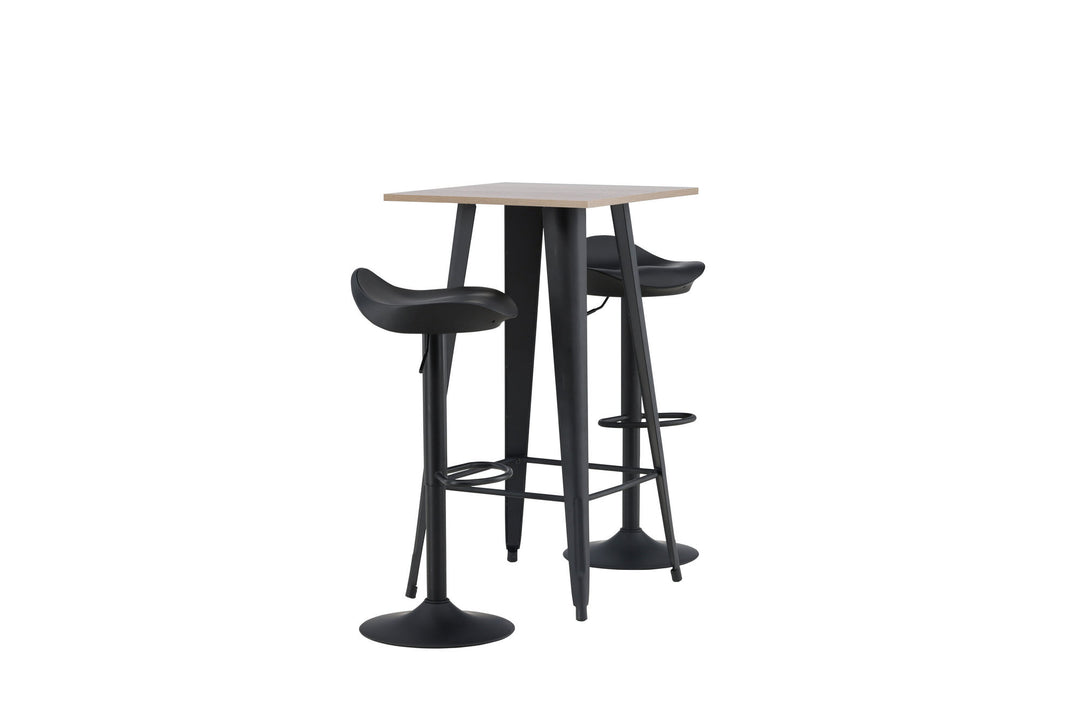 Venture Home Tempe Bar Table - Black / Nature MDF +Adesto Bar Chair - Black / Matte black ABS _2