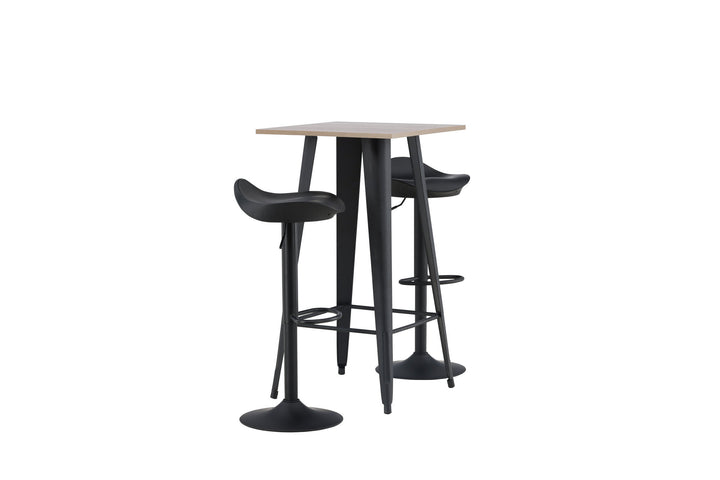Venture Home Tempe Bar Table - Black / Nature MDF +Adesto Bar Chair - Black / Matte black ABS _2