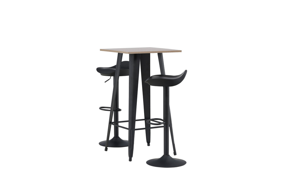 Venture Home Tempe Bar Table - Black / Nature MDF +Adesto Bar Chair - Black / Matte black ABS _2