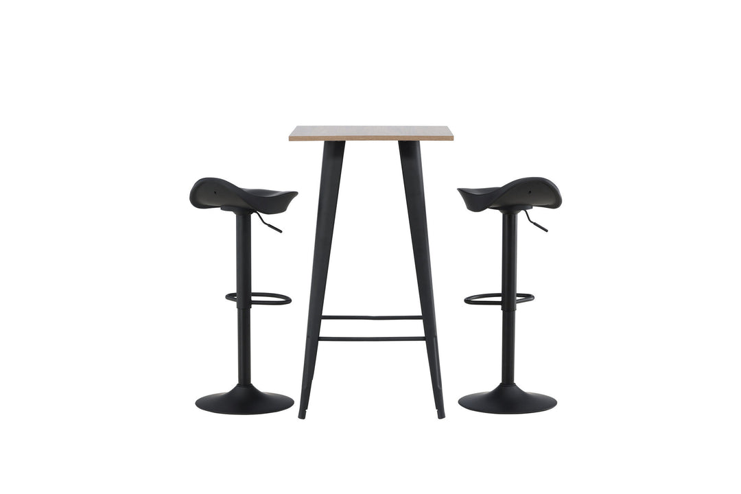 Venture Home Tempe Bar Table - Black / Nature MDF +Adesto Bar Chair - Black / Matte black ABS _2