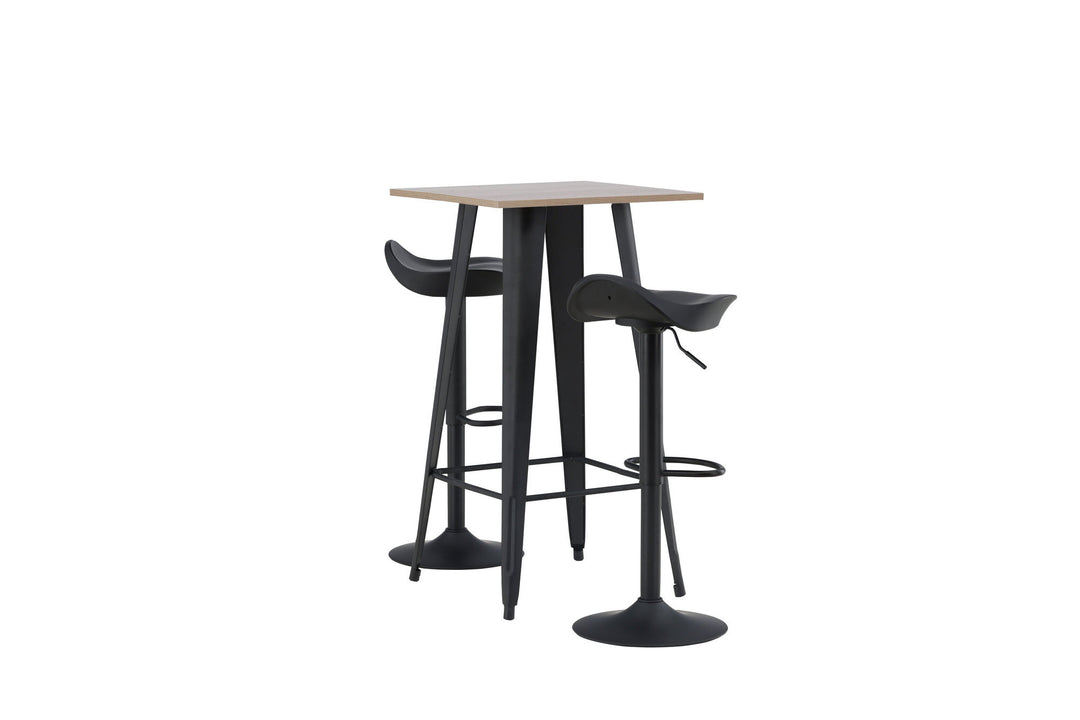 Venture Home Tempe Bar Table - Black / Nature MDF +Adesto Bar Chair - Black / Matte black ABS _2