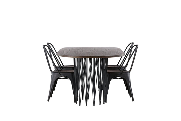 Venture Home Stone oval Dining Table - Black / Mocca Veneer +Tempe Dining Chair - Matte black / Metal _4