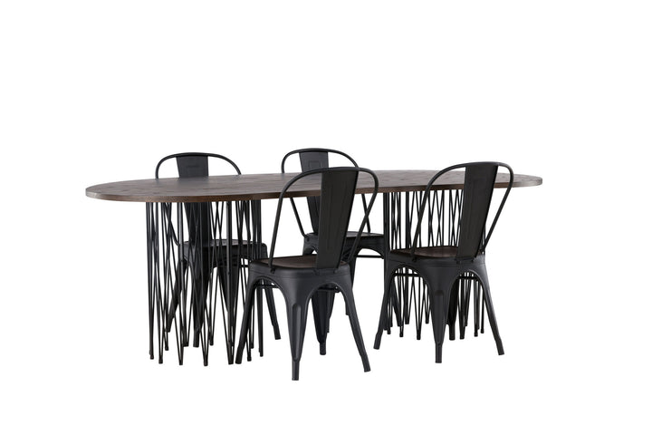 Venture Home Stone oval Dining Table - Black / Mocca Veneer +Tempe Dining Chair - Matte black / Metal _4