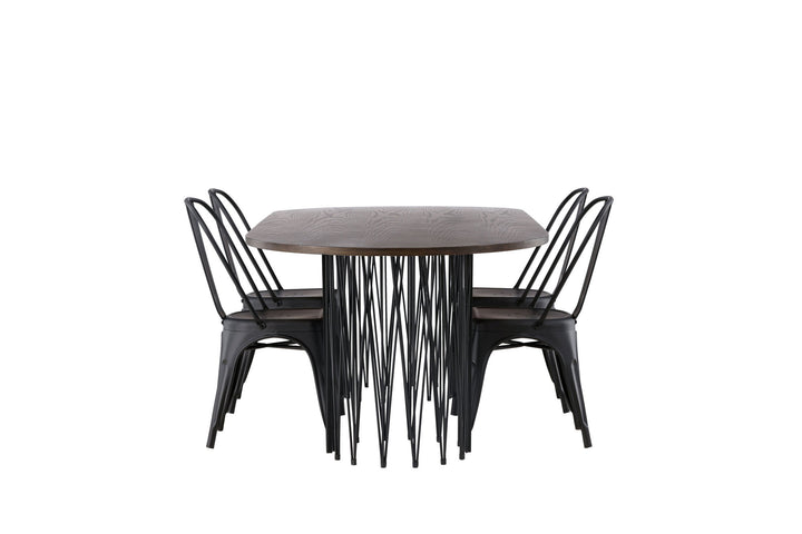Venture Home Stone oval Dining Table - Black / Mocca Veneer +Tempe Dining Chair - Matte black / Metal _4