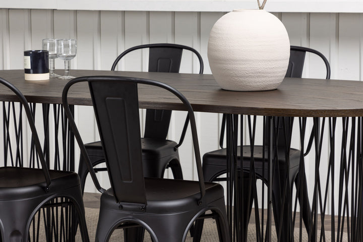 Venture Home Stone oval Dining Table - Black / Mocca Veneer +Tempe Dining Chair - Matte black / Metal _4