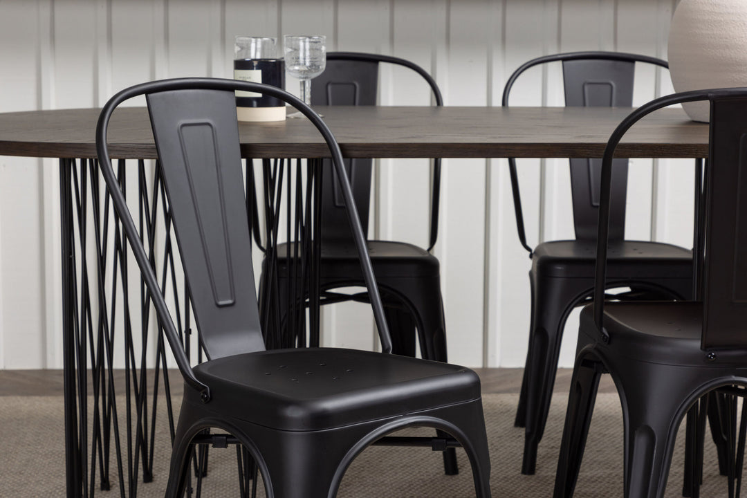 Venture Home Stone oval Dining Table - Black / Mocca Veneer +Tempe Dining Chair - Matte black / Metal _4