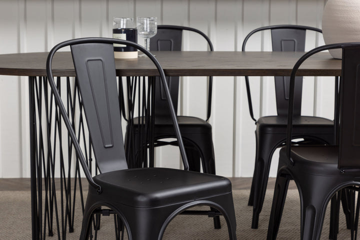 Venture Home Stone oval Dining Table - Black / Mocca Veneer +Tempe Dining Chair - Matte black / Metal _4