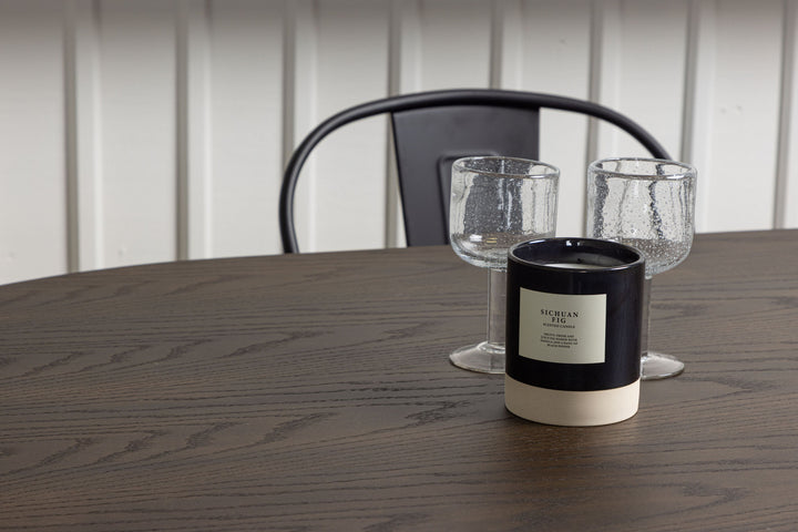 Venture Home Stone oval Dining Table - Black / Mocca Veneer +Tempe Dining Chair - Matte black / Metal _4