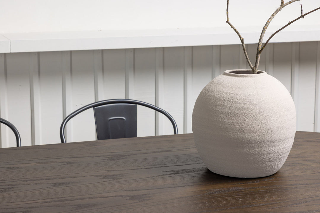Venture Home Stone oval Dining Table - Black / Mocca Veneer +Tempe Dining Chair - Dark grey / Dark Brown MDF _4