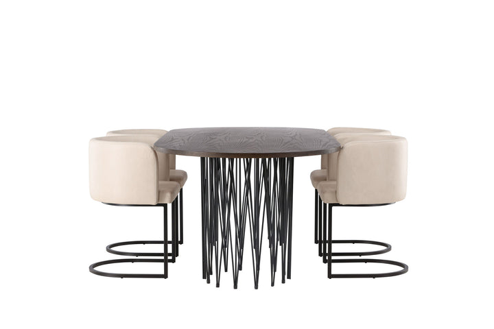 Venture Home Stone oval Dining Table - Black / Mocca Veneer +Simrishman Dining Chair - Black / Beige TC-fabric _4