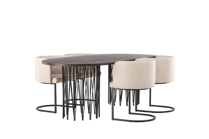 Venture Home Stone oval Dining Table - Black / Mocca Veneer +Simrishman Dining Chair - Black / Beige TC-fabric _4