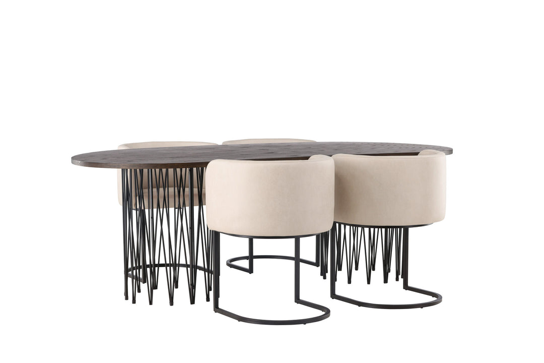 Venture Home Stone oval Dining Table - Black / Mocca Veneer +Simrishman Dining Chair - Black / Beige TC-fabric _4