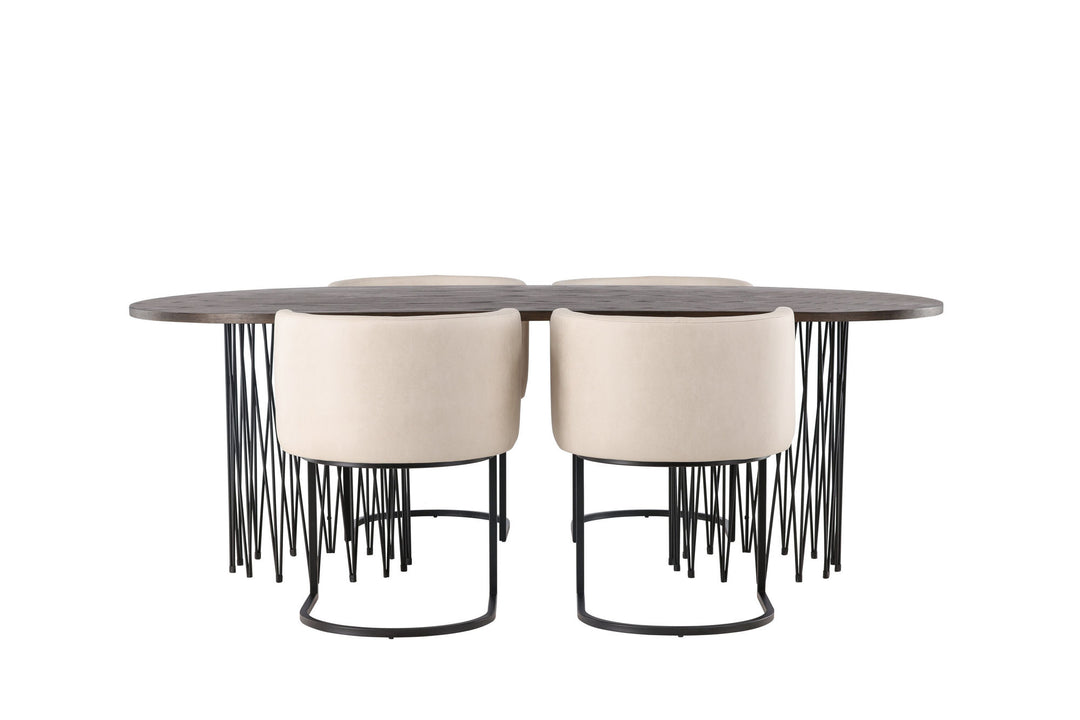 Venture Home Stone oval Dining Table - Black / Mocca Veneer +Simrishman Dining Chair - Black / Beige TC-fabric _4