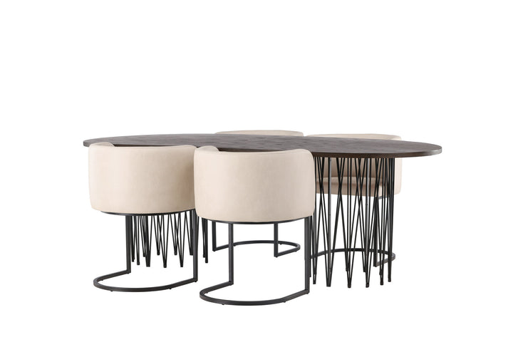 Venture Home Stone oval Dining Table - Black / Mocca Veneer +Simrishman Dining Chair - Black / Beige TC-fabric _4