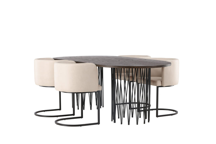 Venture Home Stone oval Dining Table - Black / Mocca Veneer +Simrishman Dining Chair - Black / Beige TC-fabric _4