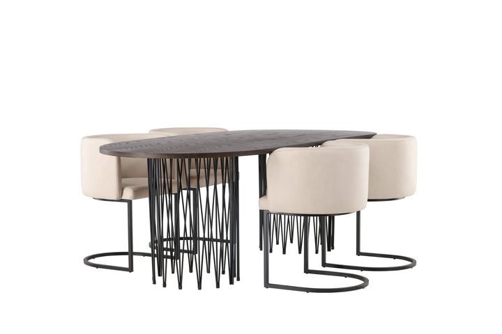 Venture Home Stone oval Dining Table - Black / Mocca Veneer +Simrishman Dining Chair - Black / Beige TC-fabric _4