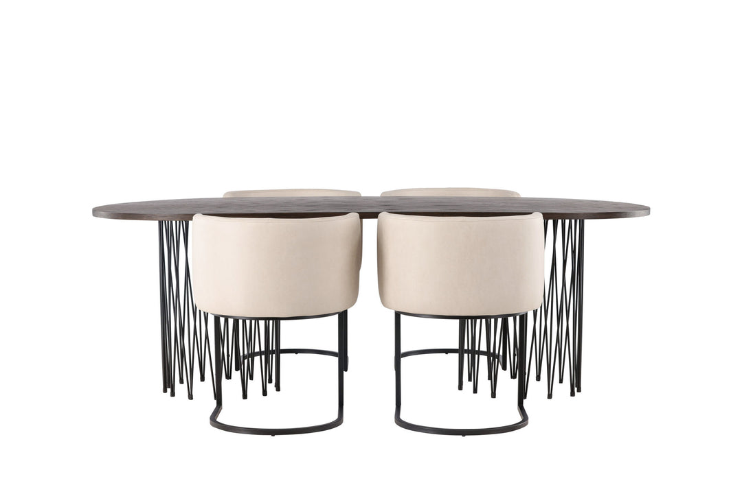 Venture Home Stone oval Dining Table - Black / Mocca Veneer +Simrishman Dining Chair - Black / Beige TC-fabric _4