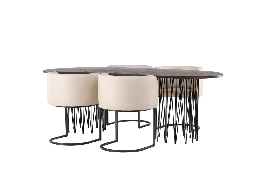 Venture Home Stone oval Dining Table - Black / Mocca Veneer +Simrishman Dining Chair - Black / Beige TC-fabric _4