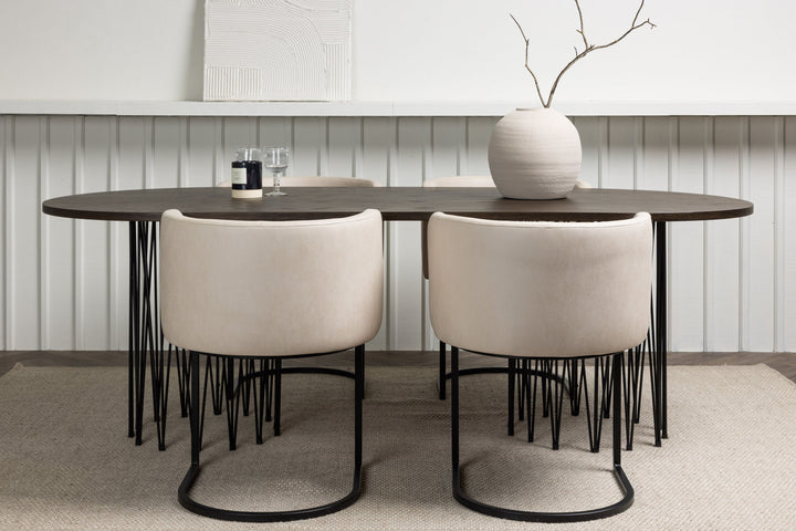 Venture Home Stone oval Dining Table - Black / Mocca Veneer +Simrishman Dining Chair - Black / Beige TC-fabric _4