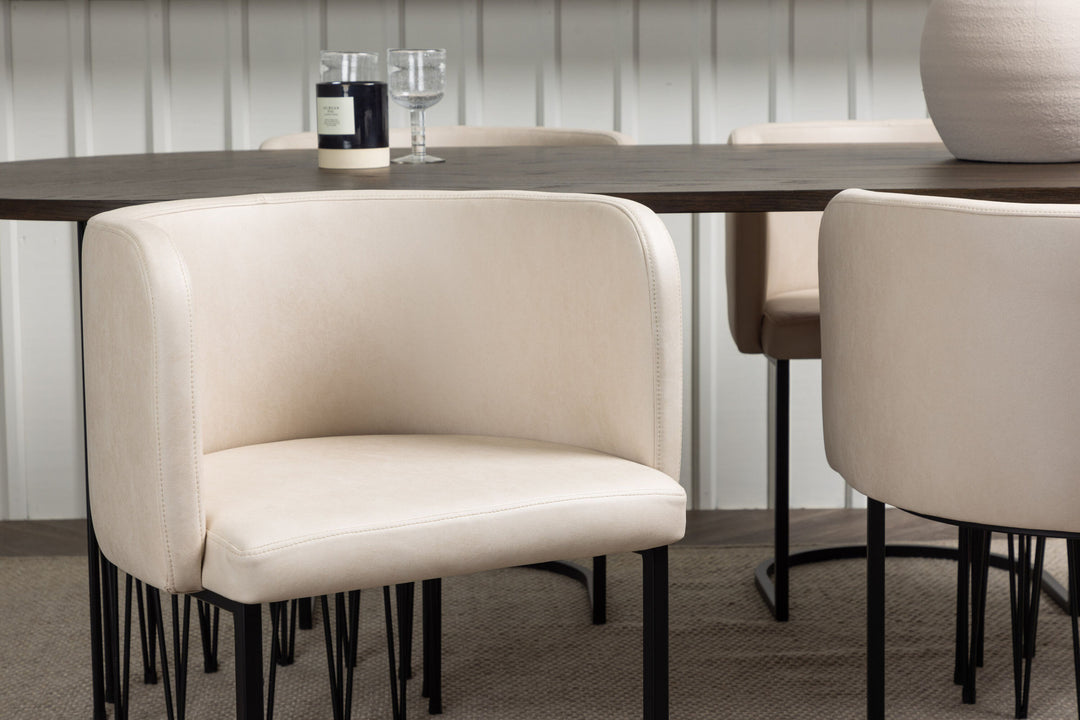 Venture Home Stone oval Dining Table - Black / Mocca Veneer +Simrishman Dining Chair - Black / Beige TC-fabric _4
