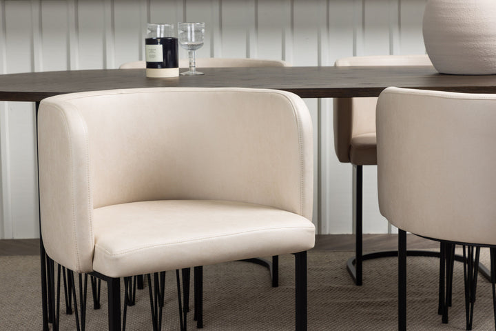 Venture Home Stone oval Dining Table - Black / Mocca Veneer +Simrishman Dining Chair - Black / Beige TC-fabric _4