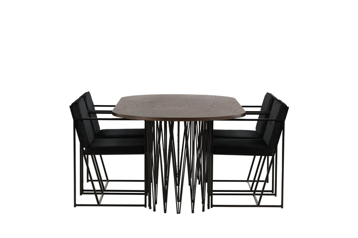 Venture Home Stone oval Dining Table - Black / Mocca Veneer +Richmond Dining Chair - Black / Black Velvet _4