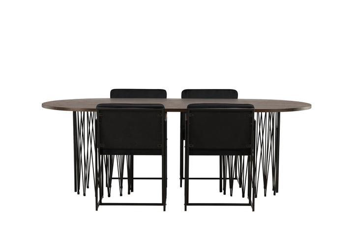 Venture Home Stone oval Dining Table - Black / Mocca Veneer +Richmond Dining Chair - Black / Black Velvet _4