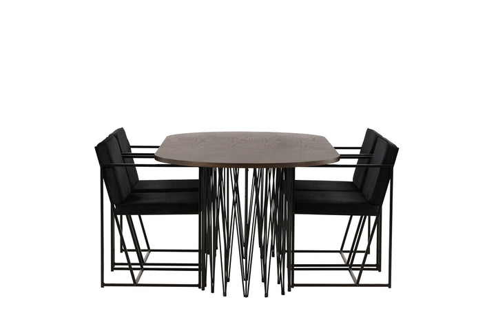 Venture Home Stone oval Dining Table - Black / Mocca Veneer +Richmond Dining Chair - Black / Black Velvet _4