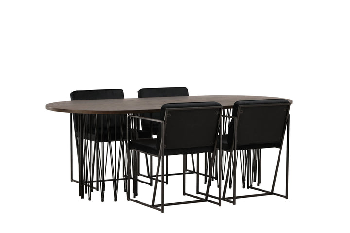 Venture Home Stone oval Dining Table - Black / Mocca Veneer +Richmond Dining Chair - Black / Black Velvet _4