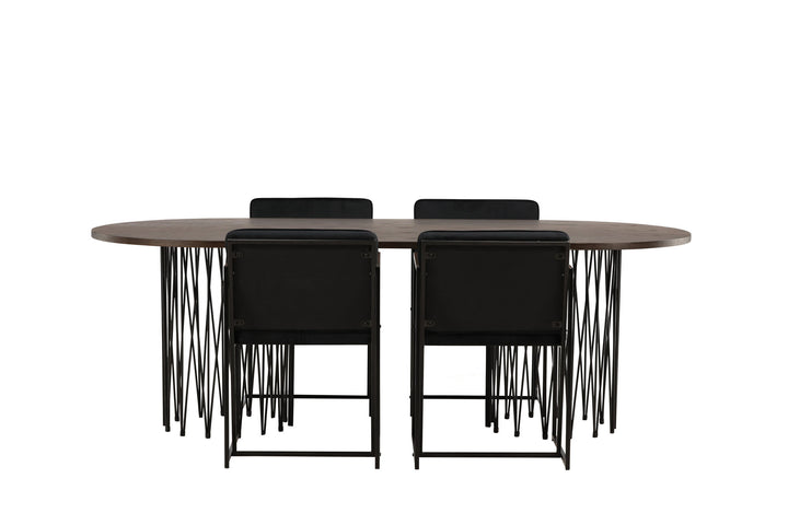 Venture Home Stone oval Dining Table - Black / Mocca Veneer +Richmond Dining Chair - Black / Black Velvet _4