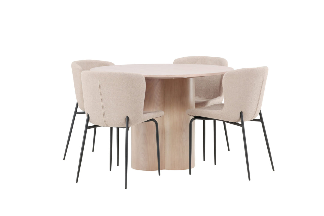 Venture Home OliviaDiningTable-WhiteWashVeneer+ModestoDiningChair-Beige/BeigeBoucle_4