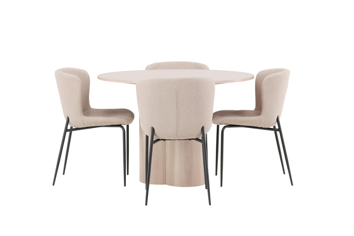 Venture Home OliviaDiningTable-WhiteWashVeneer+ModestoDiningChair-Beige/BeigeBoucle_4