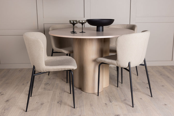 Venture Home OliviaDiningTable-WhiteWashVeneer+ModestoDiningChair-Beige/BeigeBoucle_4