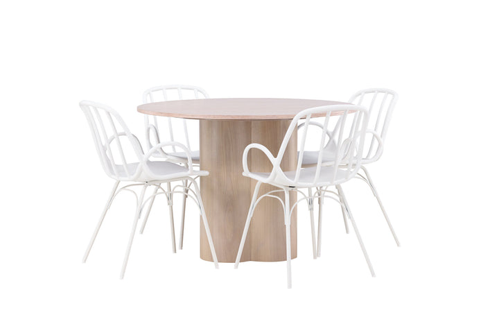 Venture Home OliviaDiningTable-WhiteWashVeneer+DyrönDiningChair-WhitePolypropylene_4