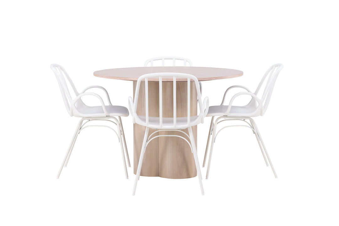 Venture Home OliviaDiningTable-WhiteWashVeneer+DyrönDiningChair-WhitePolypropylene_4
