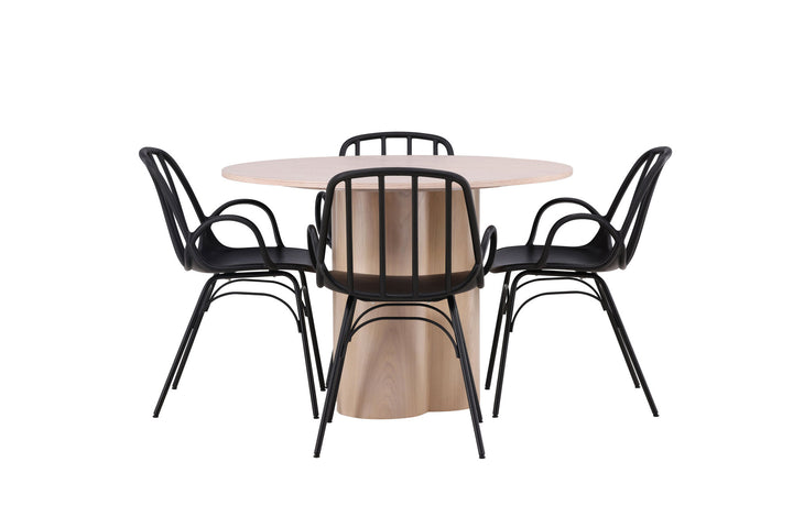 Venture Home OliviaDiningTable-WhiteWashVeneer+DyrönDiningChair-BlackPolypropylene_4