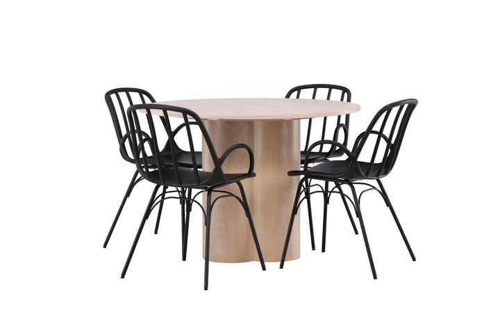 Venture Home OliviaDiningTable-WhiteWashVeneer+DyrönDiningChair-BlackPolypropylene_4