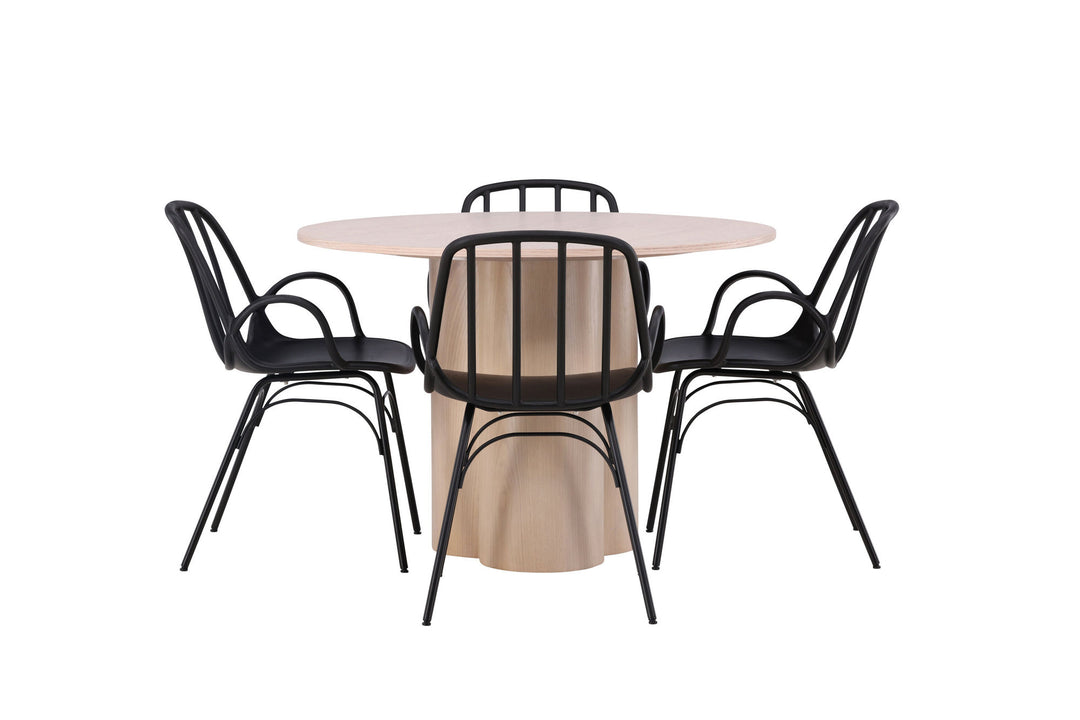 Venture Home OliviaDiningTable-WhiteWashVeneer+DyrönDiningChair-BlackPolypropylene_4
